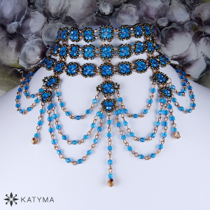 Souprava obojek tyrkysov&aacute; s měděnou