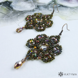 Náušnice krajka duhová ve zlatohnědé