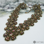 Náhrdelník krajka duhová ve zlatohnědé