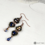 Náušnice drobné modré měděný pokov