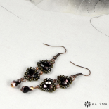 Náušnice drobné černé měděný pokov